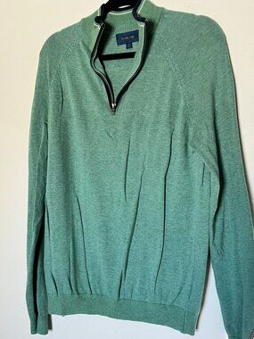 Fairlane Men's Green Quarter-Zip Sweater